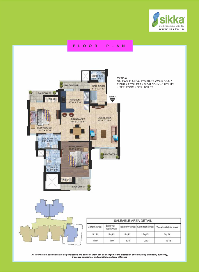 sikka apartments 3bhk plan